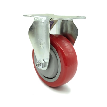 Service Caster 3.5 Inch Red Polyurethane Wheel Rigid Top Plate Caster SCC-20R3514-PPUB-RED-TP2